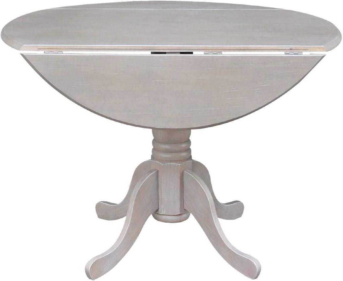 42" Mason Round Dual Drop Leaf Extendable Dining Table - International Concepts: Seats 4, Pedestal Base