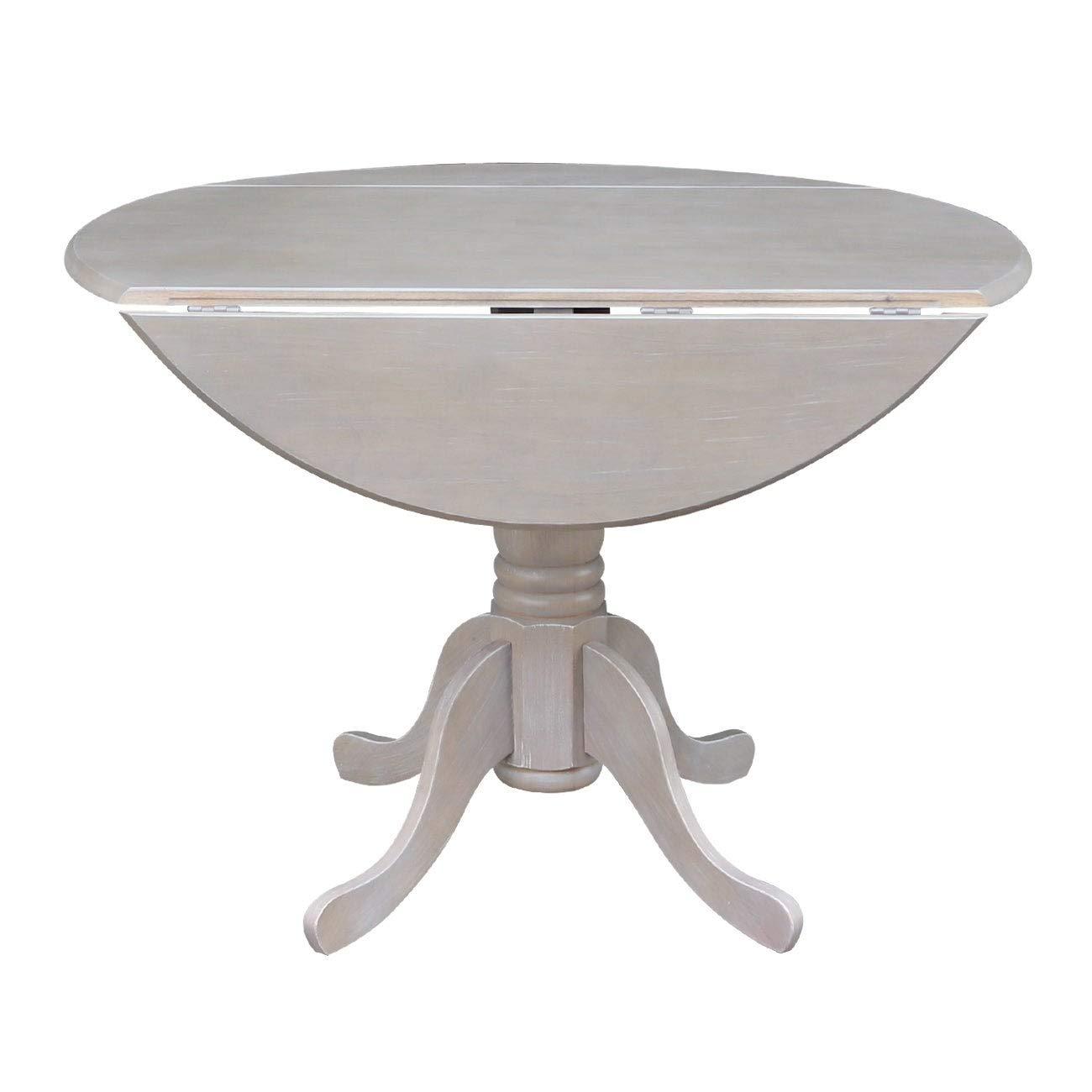 42" Mason Round Dual Drop Leaf Extendable Dining Table - International Concepts: Seats 4, Pedestal Base