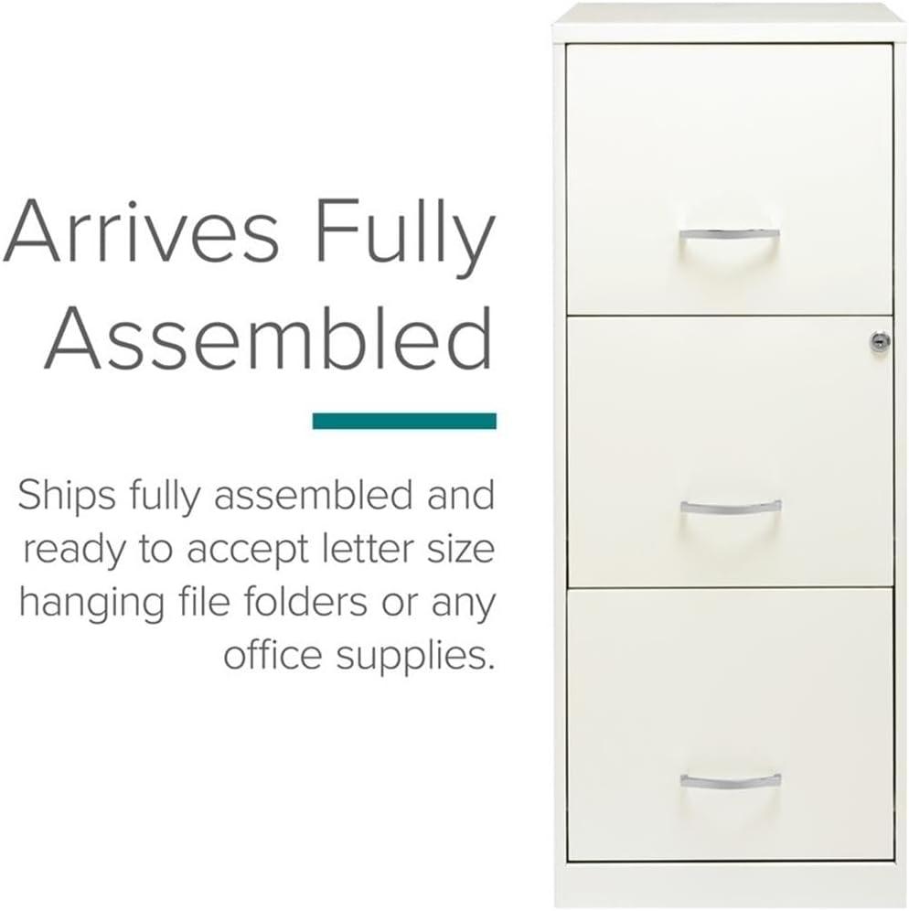 Scranton & Co 18" 3 Drawer Vertical File Cabinet in Pearl White