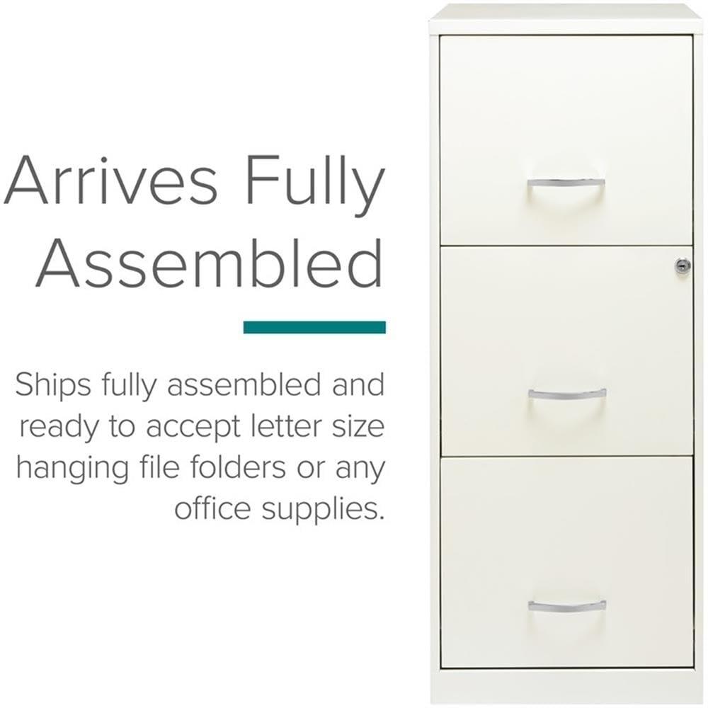 Scranton & Co 18" 3 Drawer Vertical File Cabinet in Pearl White