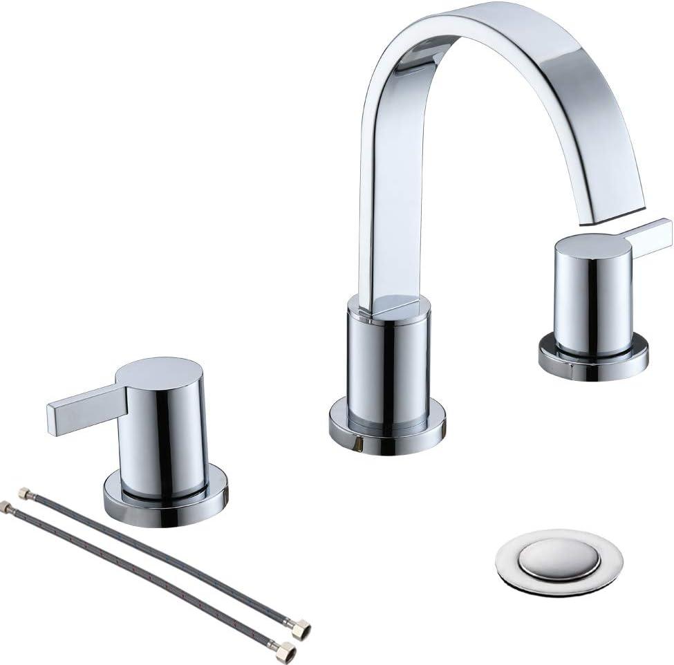 Widespread 2-handle Bathroom Faucet with Drain Assembly