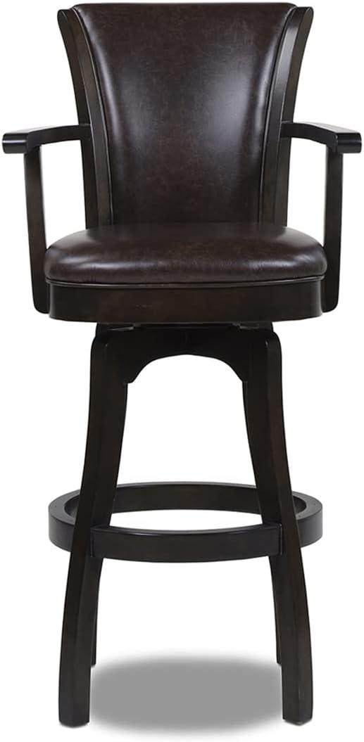 Williams 31" Swivel Bar Stool with Armrests Vintage Brown Faux Leather