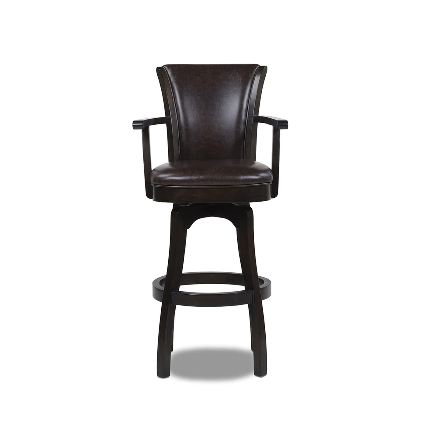 Williams 31" Swivel Bar Stool with Armrests Vintage Brown Faux Leather