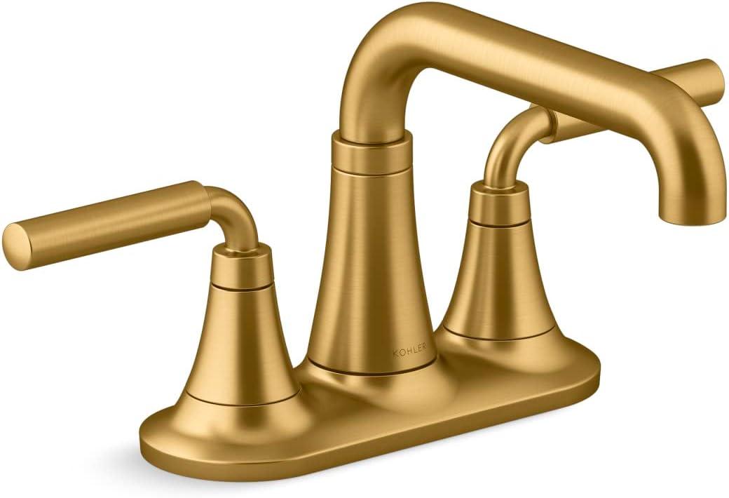 Tone Vibrant Brushed Moderne Brass Two-Handle Centerset Bathroom Faucet