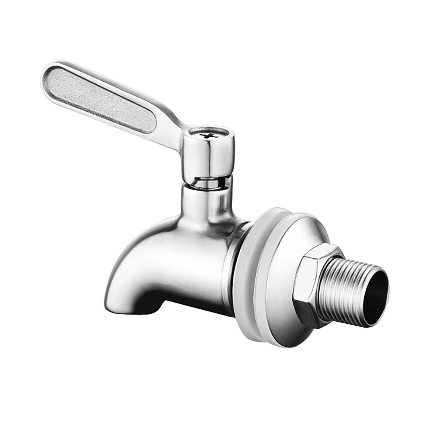 Polished Stainless Steel Beverage Dispenser Replacement Spigot Set