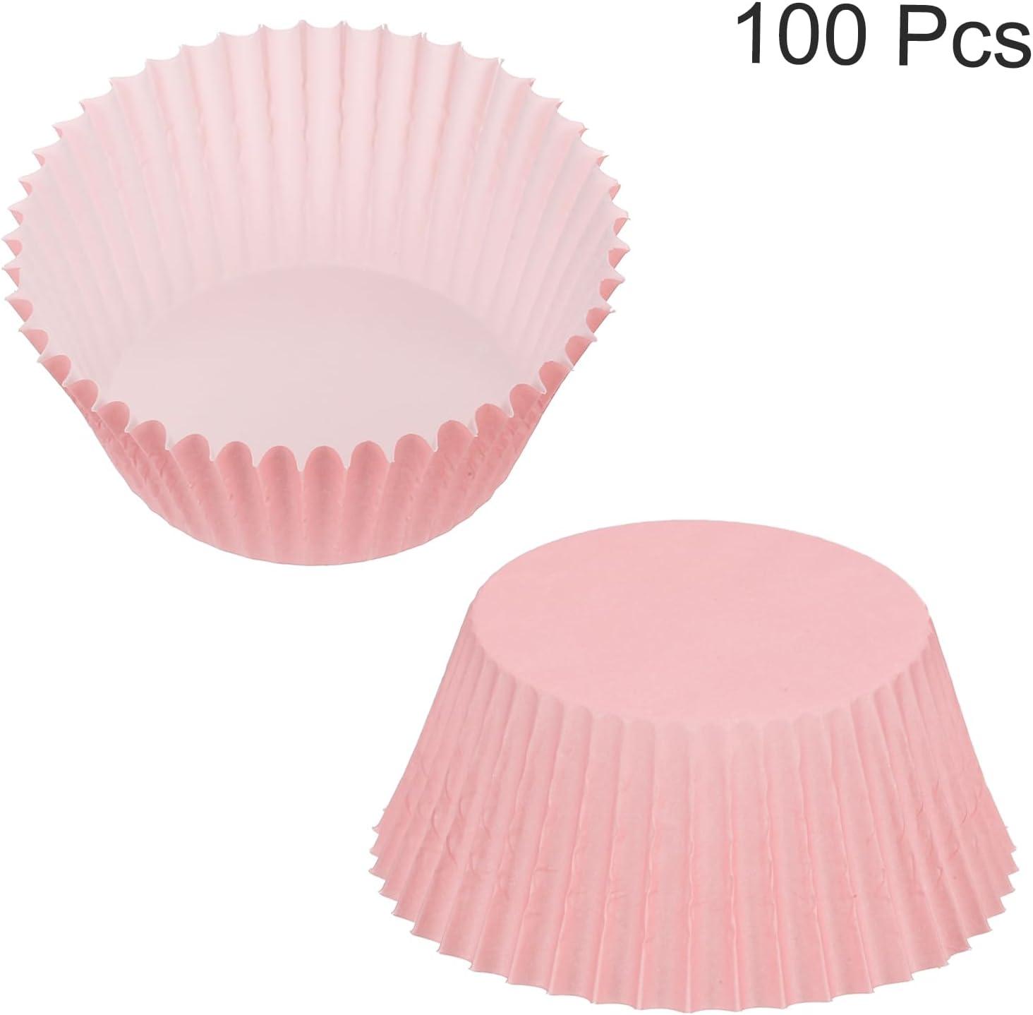 Standard Pink Cupcake Liners 100 Pcs:Pink Cupcake Muffin Liners,Grease-Proof Paper Baking Cups,No Smell Food Grade Baking Cups Paper