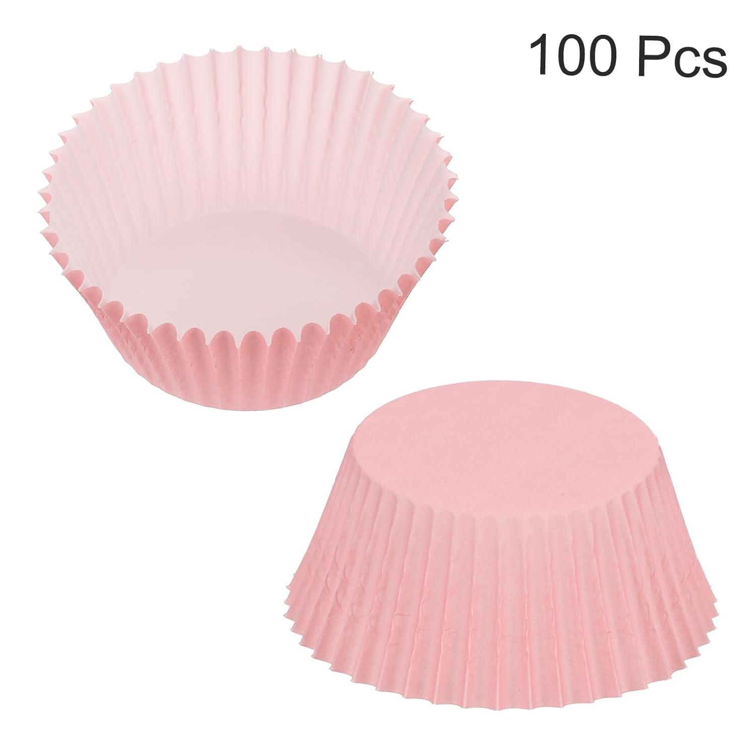 Standard Pink Cupcake Liners 100 Pcs:Pink Cupcake Muffin Liners,Grease-Proof Paper Baking Cups,No Smell Food Grade Baking Cups Paper