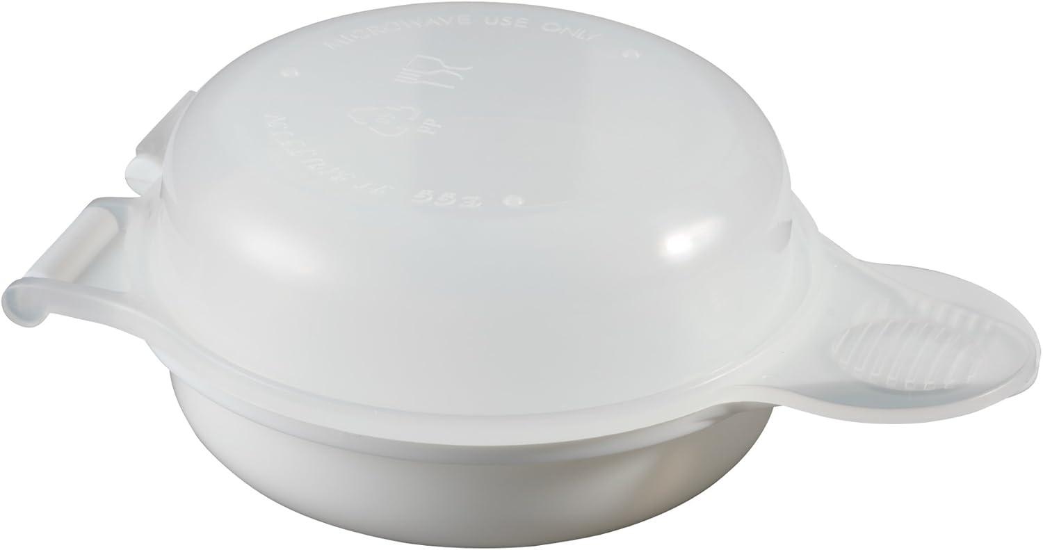 White Plastic Round Microwave Egg Muffin Cooker with Lid