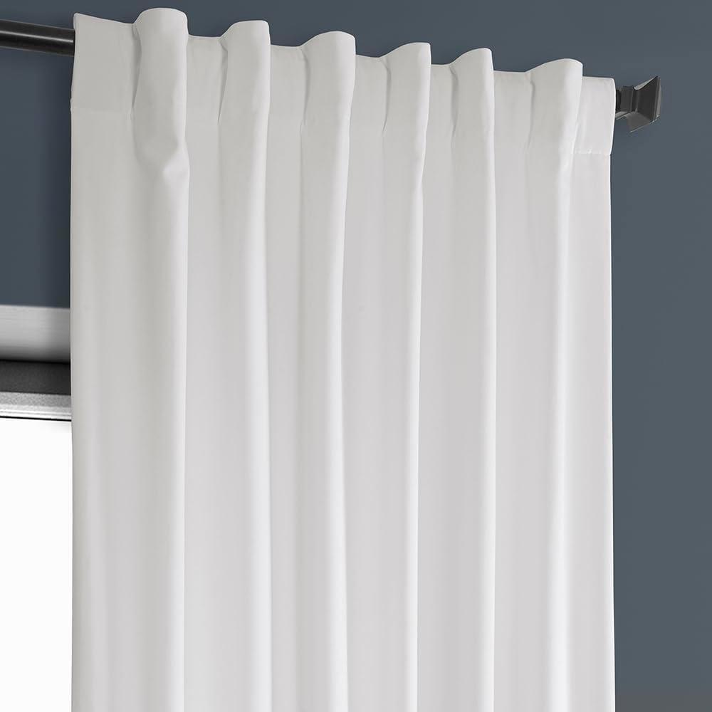 Pillow White Velvet Rod Pocket Room Darkening Curtain - 50 in. W x 108 in. L Single Panel Window Velvet Curtain