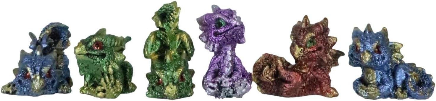 Ebros Set of 12 Colorful Red Green Purple Blue Baby Dragons Miniature Figurine