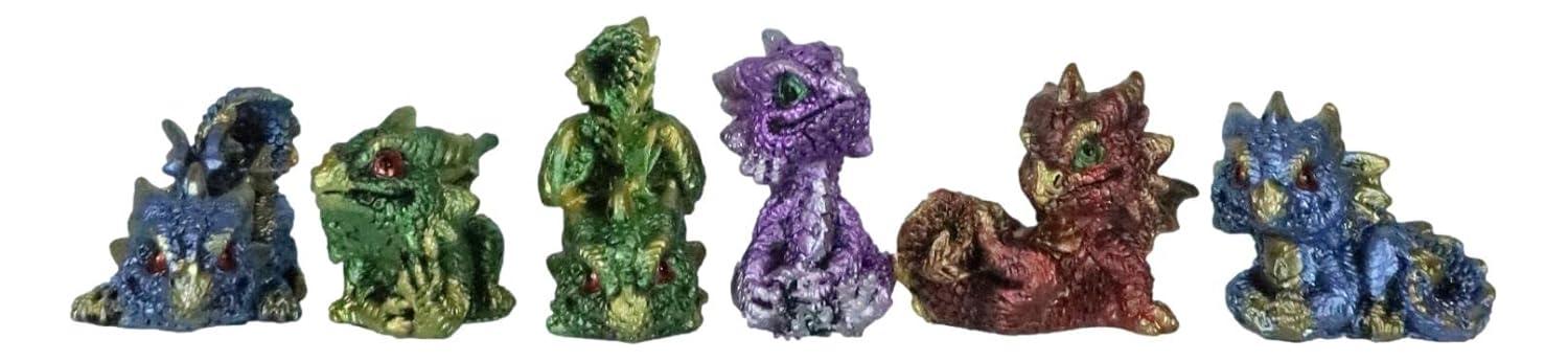 Ebros Set of 12 Colorful Red Green Purple Blue Baby Dragons Miniature Figurine