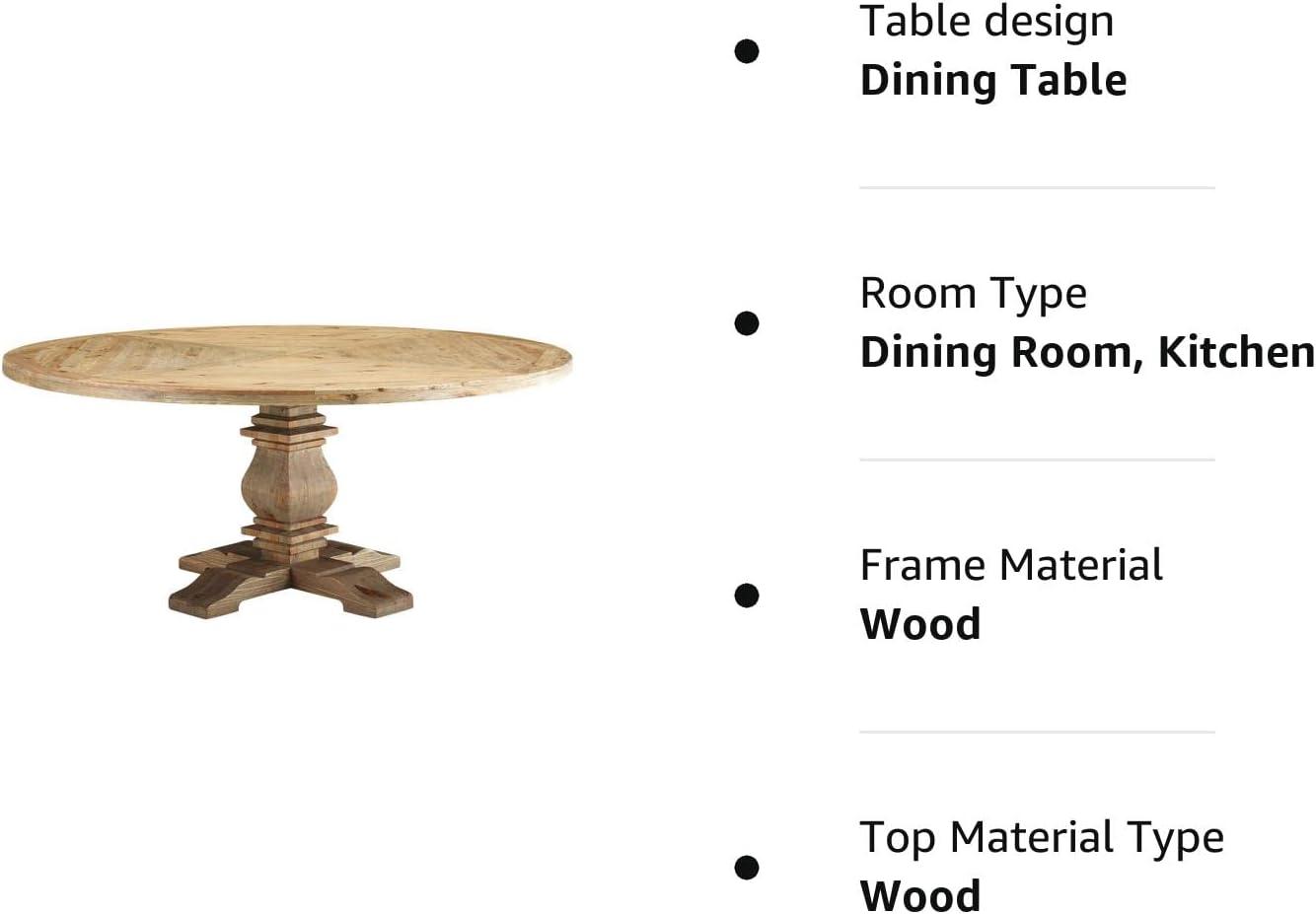 Rustic Farmhouse 71" Reclaimed Pine Wood Round Dining Table