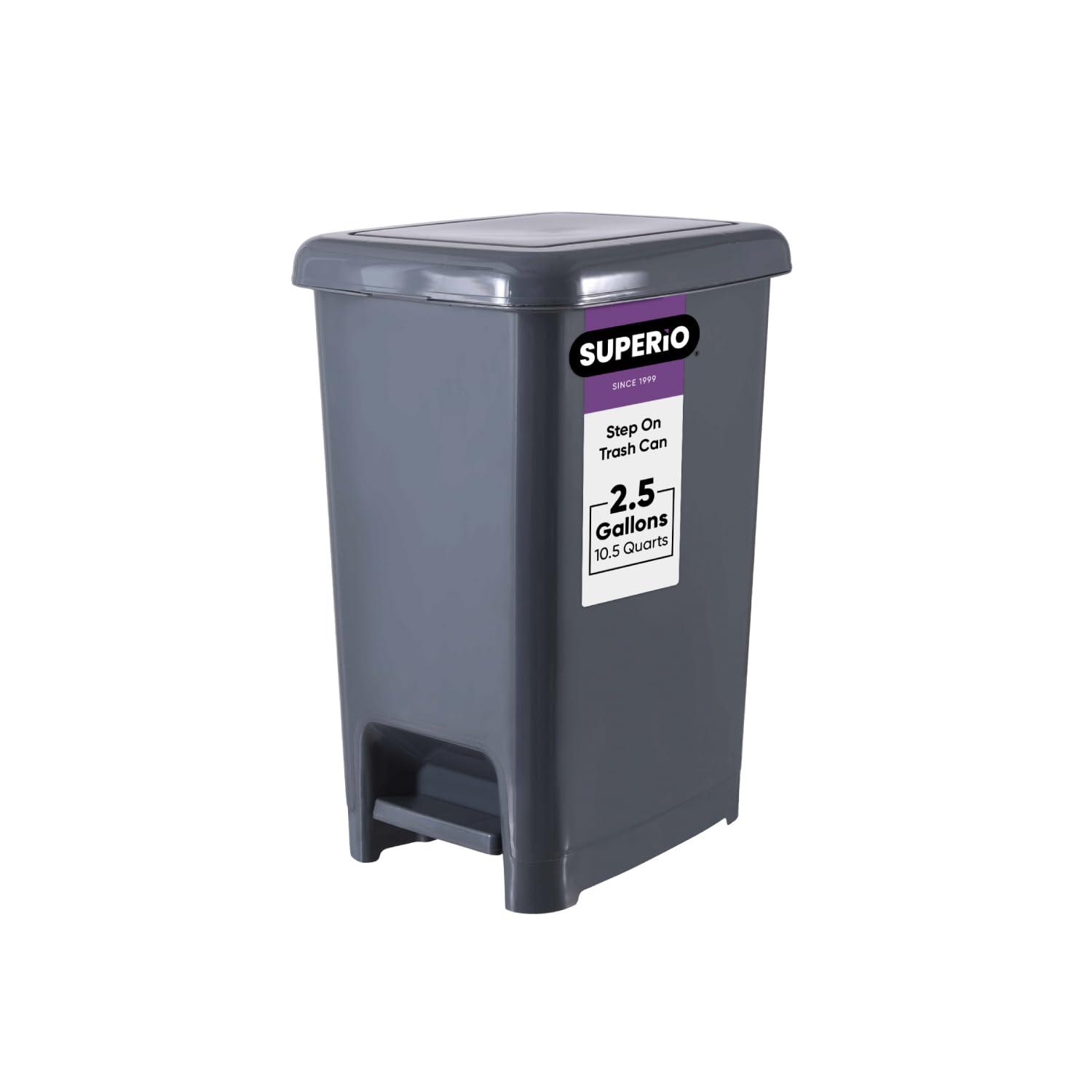 Gray Plastic 2.5 Gallon Rectangular Step Trash Can