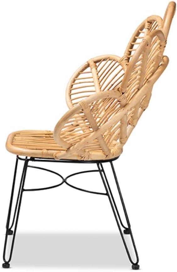 Garan Rattan and Metal Accent Chair Natural/Black - bali & pari: Handcrafted, No Assembly, Bohemian Style