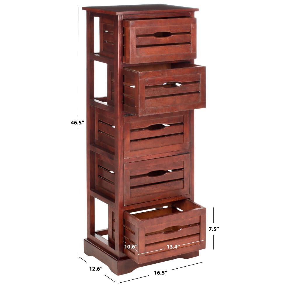 Samara 5 Drawer Cabinet - AMH5714 - Dark Cherry - Safavieh Couture