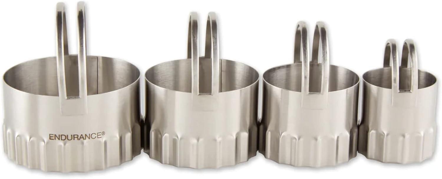 Stainless Steel Rippled Round Biscuit Cutters Set of 4