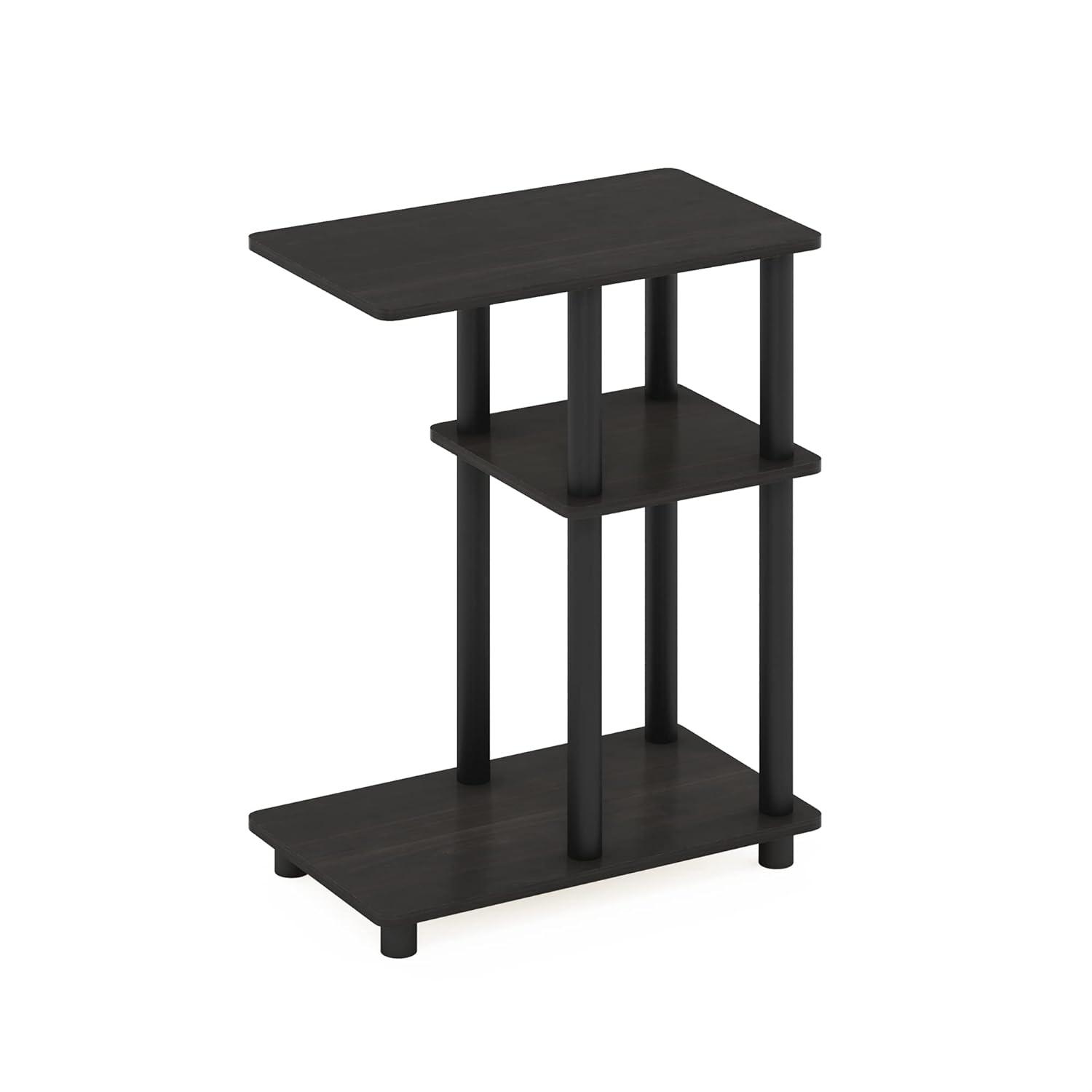 Furinno Turn-N-Tube C Shape Sofa Side Table, Espresso/Black