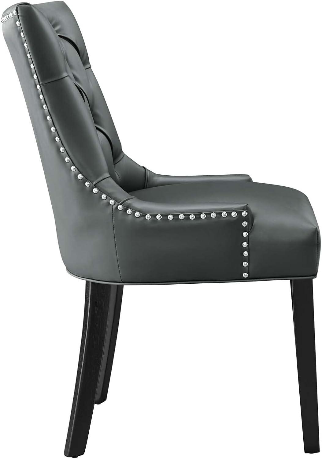 Modway Regent Vinyl Dining Chair Black: Upholstered, Wood Frame, Spot Clean, No Tools Assembly