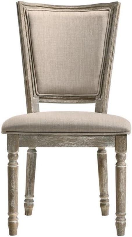 Acme Gabrian Upholstered Dining Side Chair in Reclaimed Gray (Set of 2) Indoor