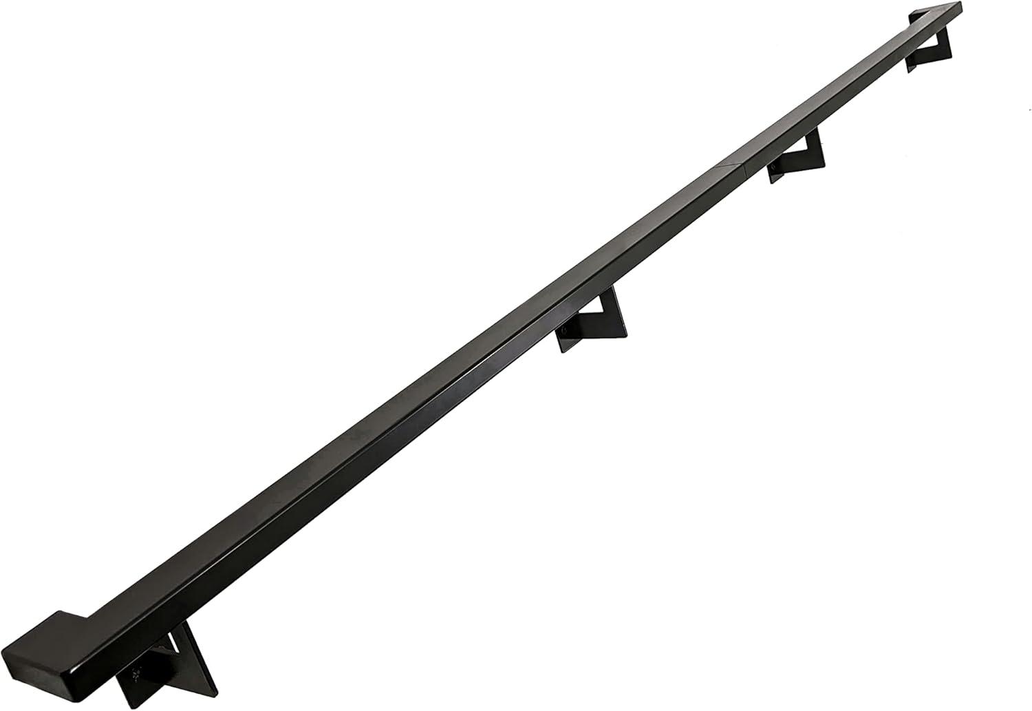 Urban Contemporary Handrail Grab Bar Kit, L Steel Brackets, Returns to Wall, Powder Coat
