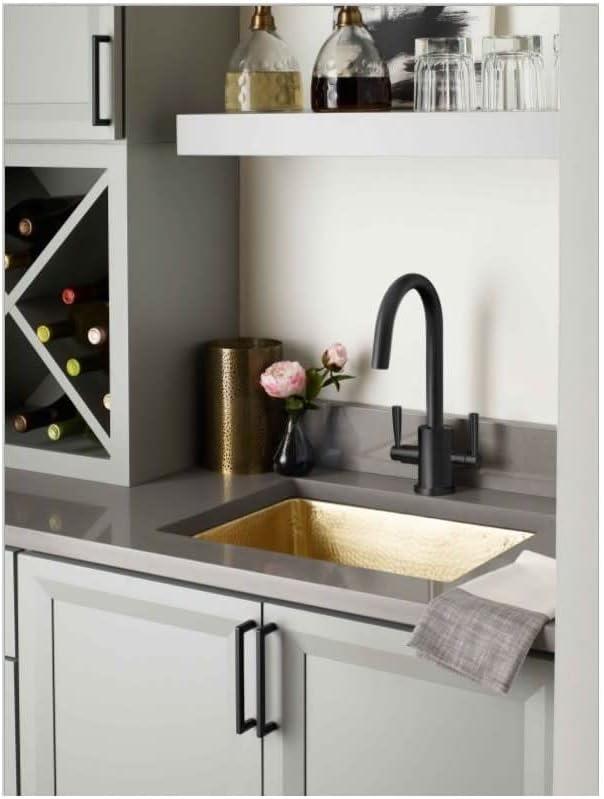 17" Hammered Brass Rectangular Single Basin Bar Sink