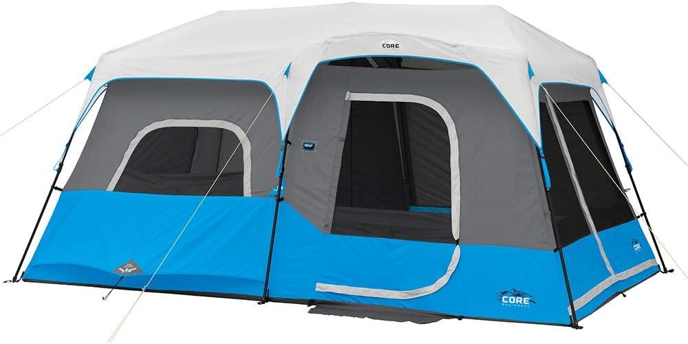 Gray and Blue 9-Person Four Season Cabin Tent with LED Lights