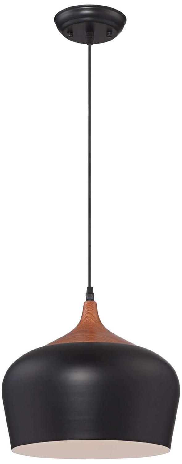 Possini Euro Design Felton Black Mini Pendant Light 12" Wide Farmhouse Rustic Rounded Shade for Dining Room Home Foyer Kitchen Island Entryway Bedroom