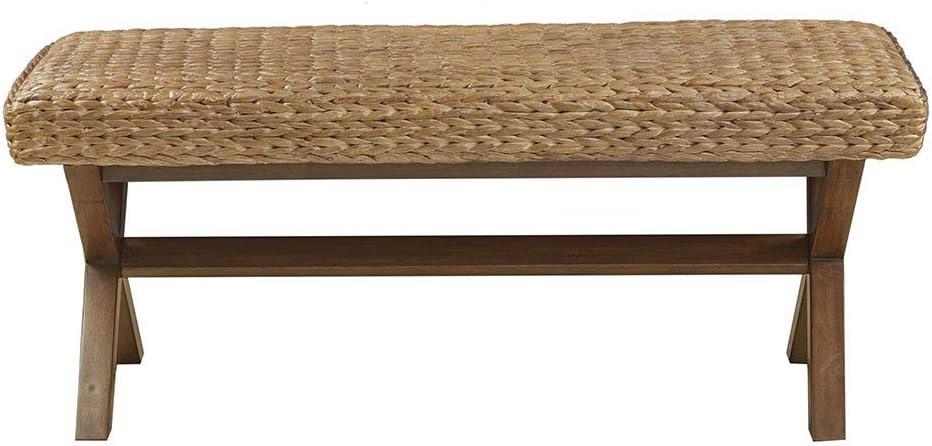 Seadrift 18" Square Mahogany and Water Hyacinth Bench in Chestnut