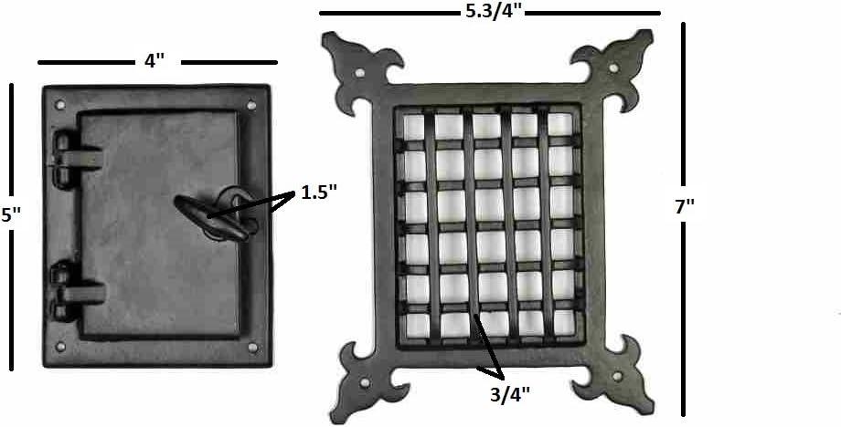 Medium Black Cast Iron Speakeasy Door Grill with Viewing Door