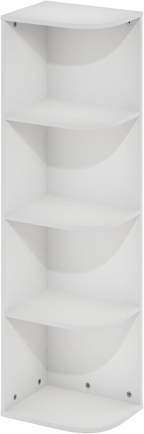 Furinno Pasir 4-Tier Corner Open Shelf Bookcase, White