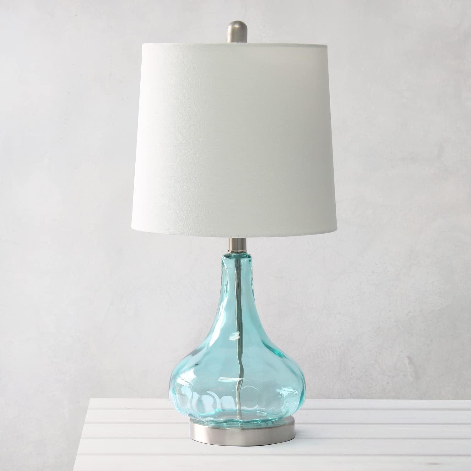 Elegant Designs Clear Glass Table Lamp, Blue