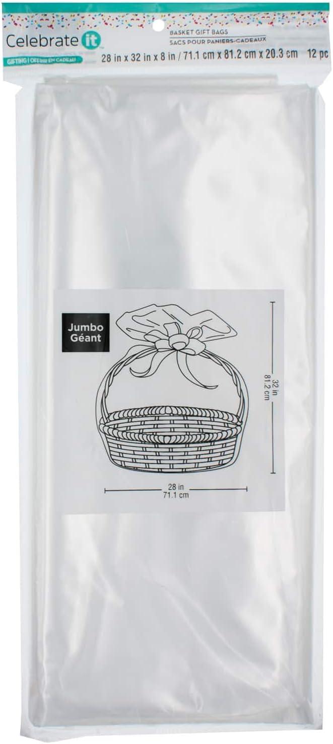 28" x 32" x 8" Jumbo Clear Basket Gift Bags by Celebrate It™ - 12ct.