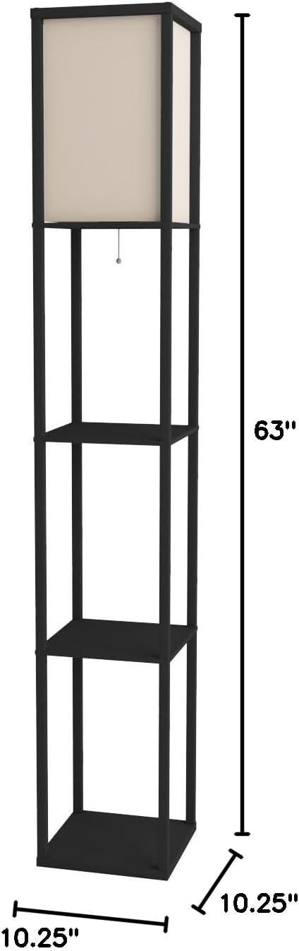 63" Wright Shelf Floor Lamp - Adesso: Black Walnut, Pull Chain, Storage Display