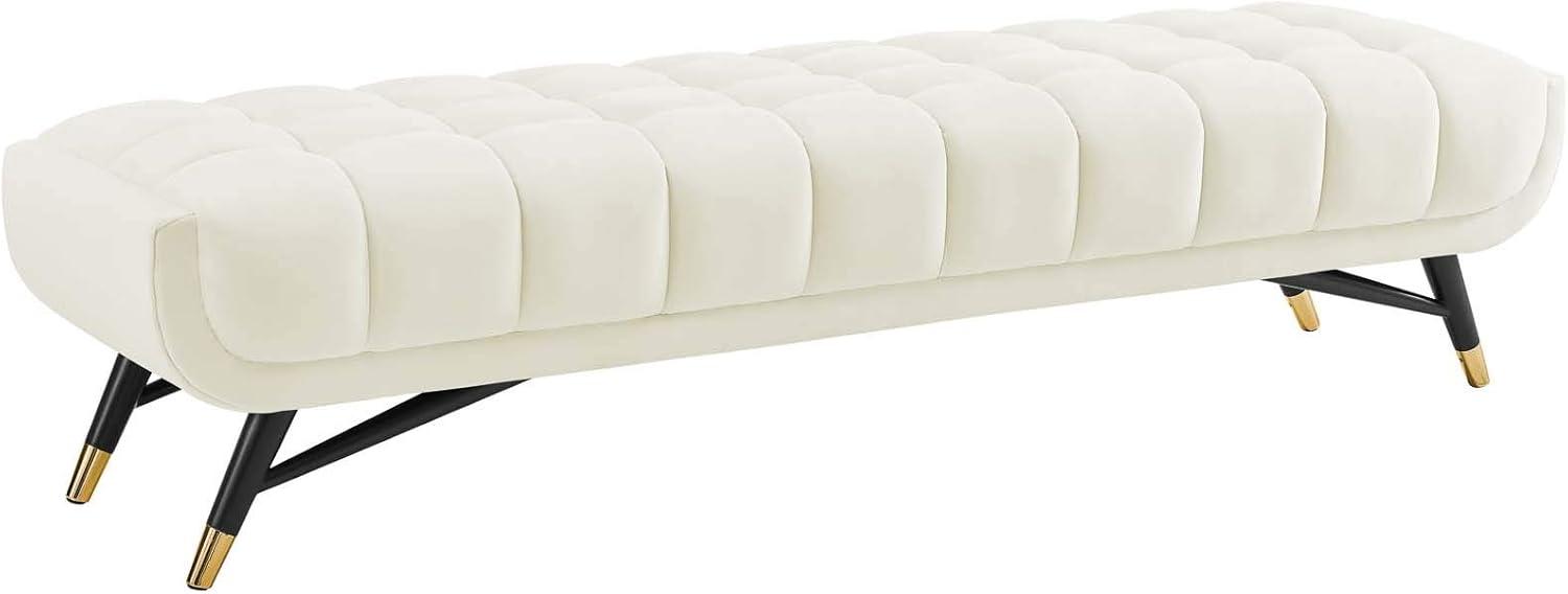 Modway Adept Tufted Performance Velvet Bench in Ivory and Black