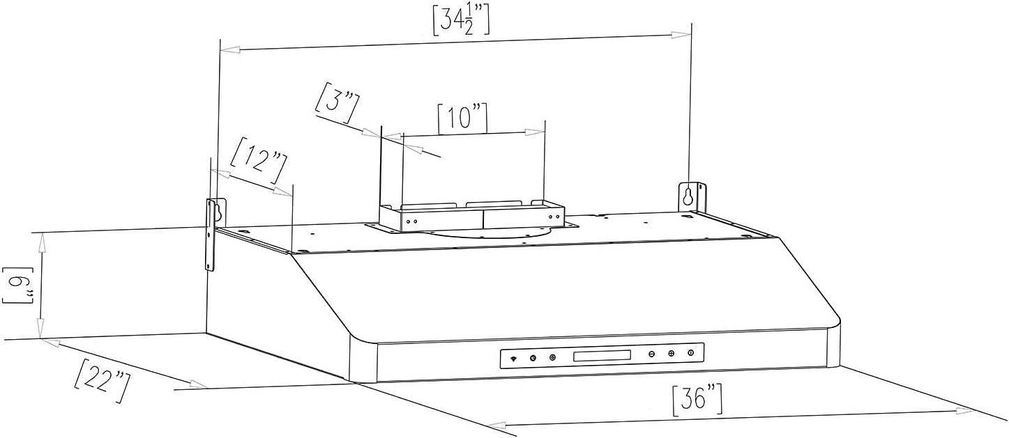 Empava 36" Stainless Steel 500 CFM Ducted (Vented) Wall Range Hood with Baffle Filter