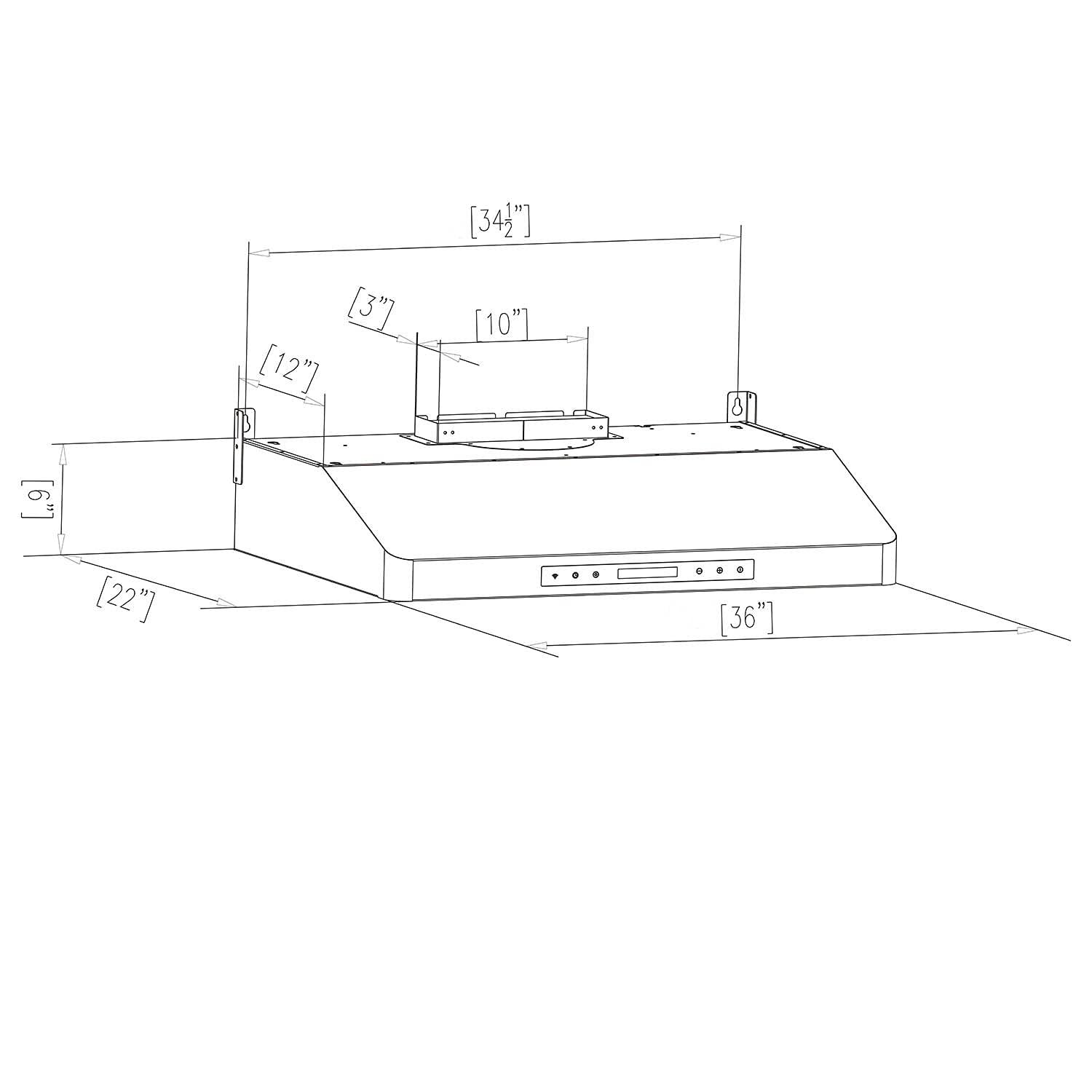 Empava 36" Metal 500 CFM Ducted (Vented) Wall Range Hood with Baffle Filter