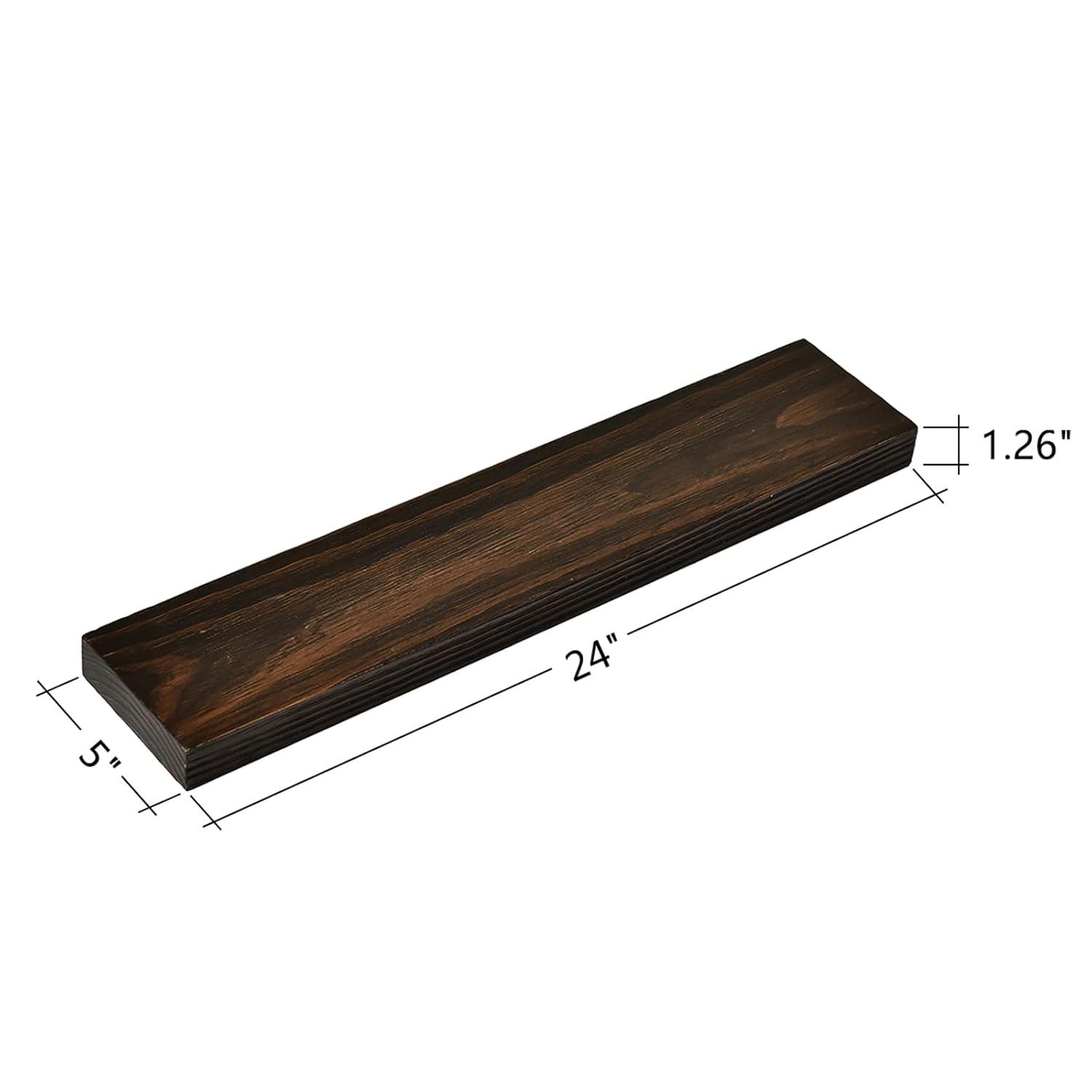 WELLAND Bradley Handmade Wood Floating Shelves Rustic Wall-Mounted Shelves, Set of 2, Walnut Finish
