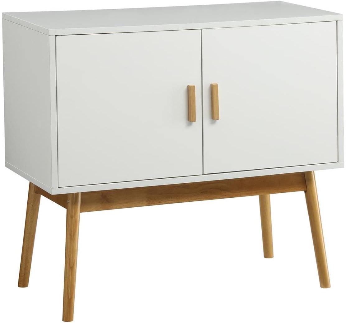 Oslo Modern White and Woodgrain Storage Console with Reversible Doors