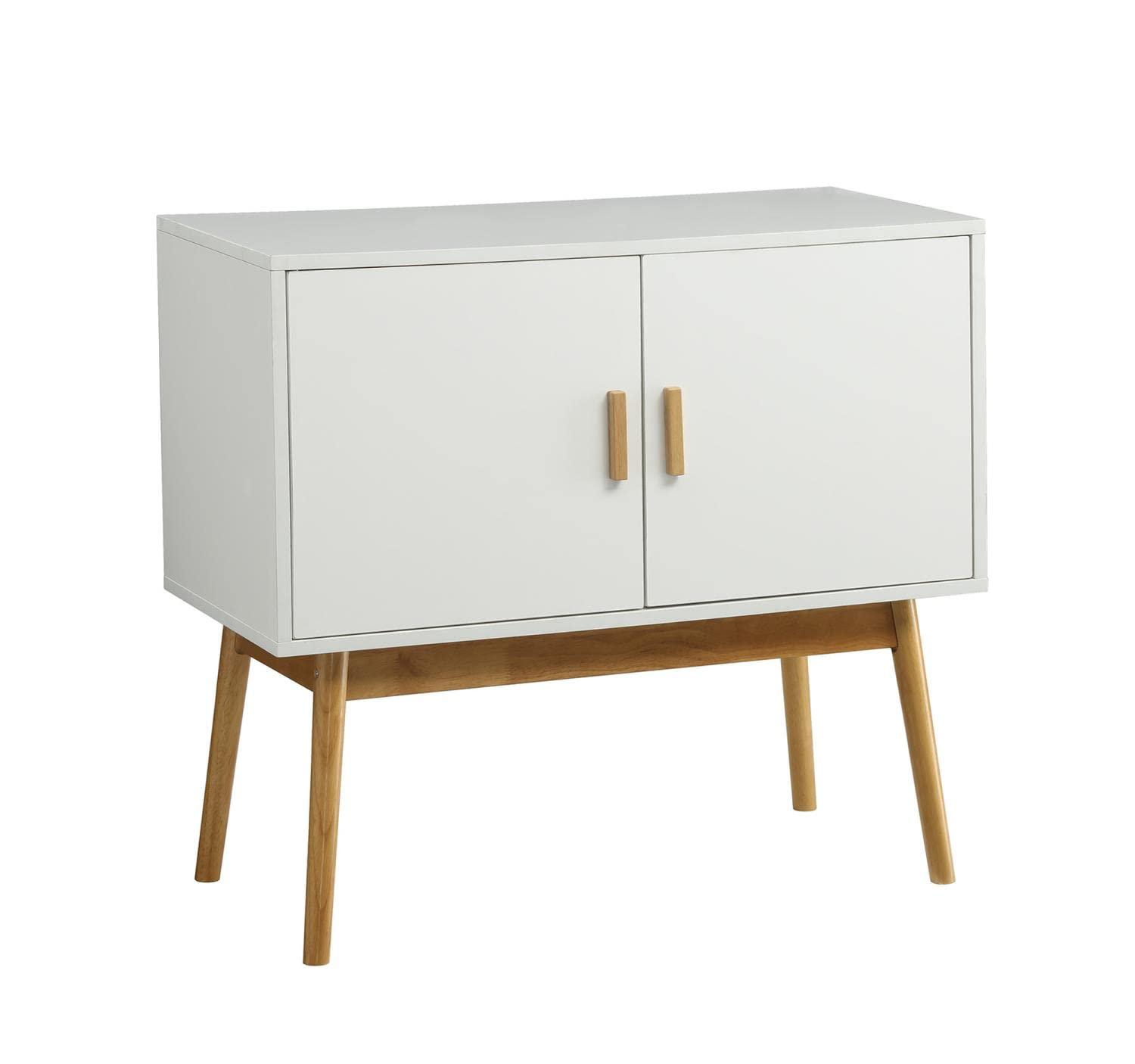 Convenience Concepts Oslo Storage Console with Cabinet and Shelves, White/Woodgrain