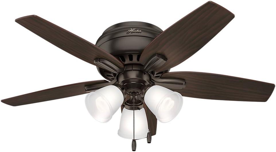 Hunter Fan Newsome 42" 5 - Blade Traditional Indoor Flush Mount Ceiling Fan with Lights and Pull Chains