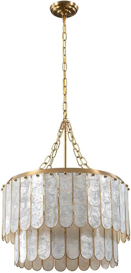 Gold and White 5-Light Capiz Shell 2-Tier Chandelier