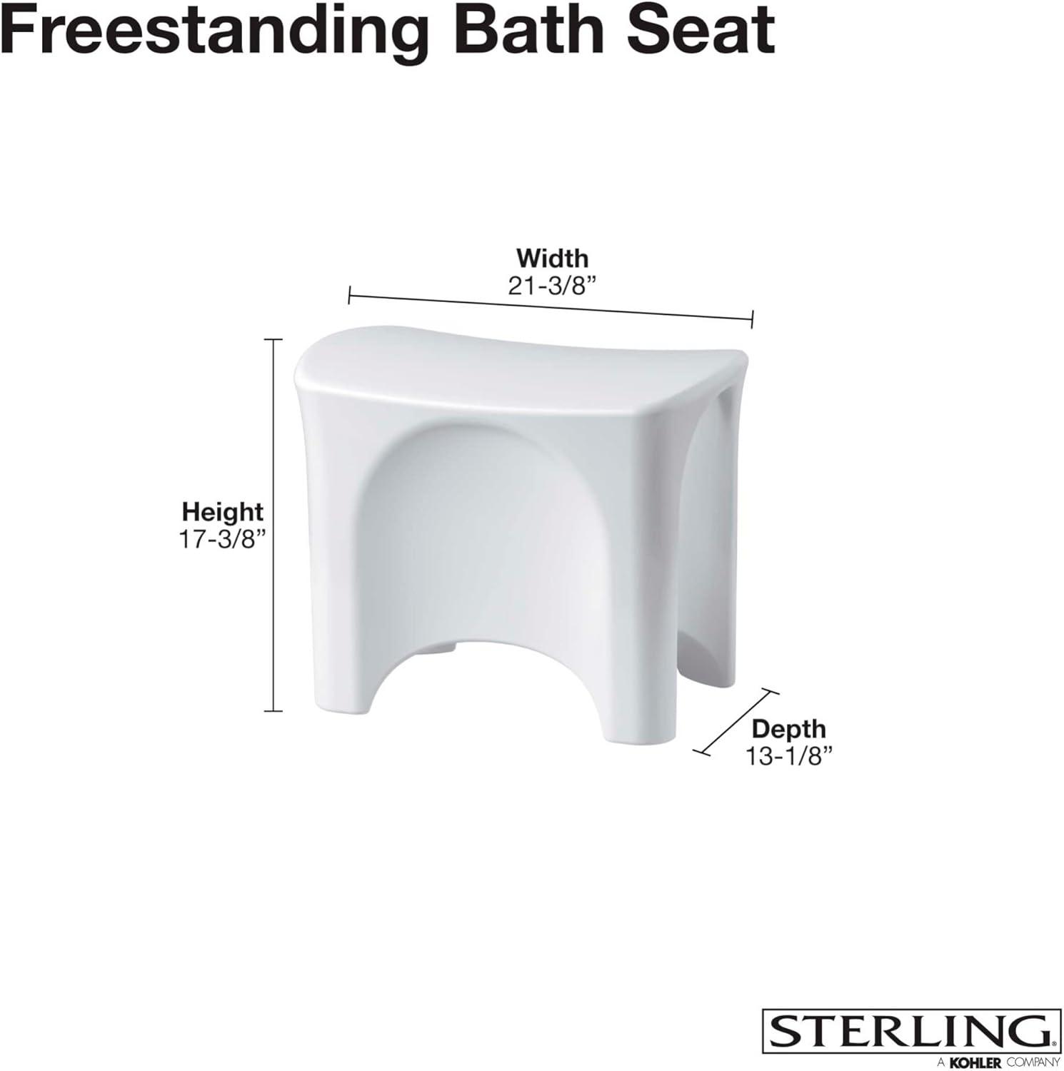 White Freestanding Shower Seat with Integrated Handles