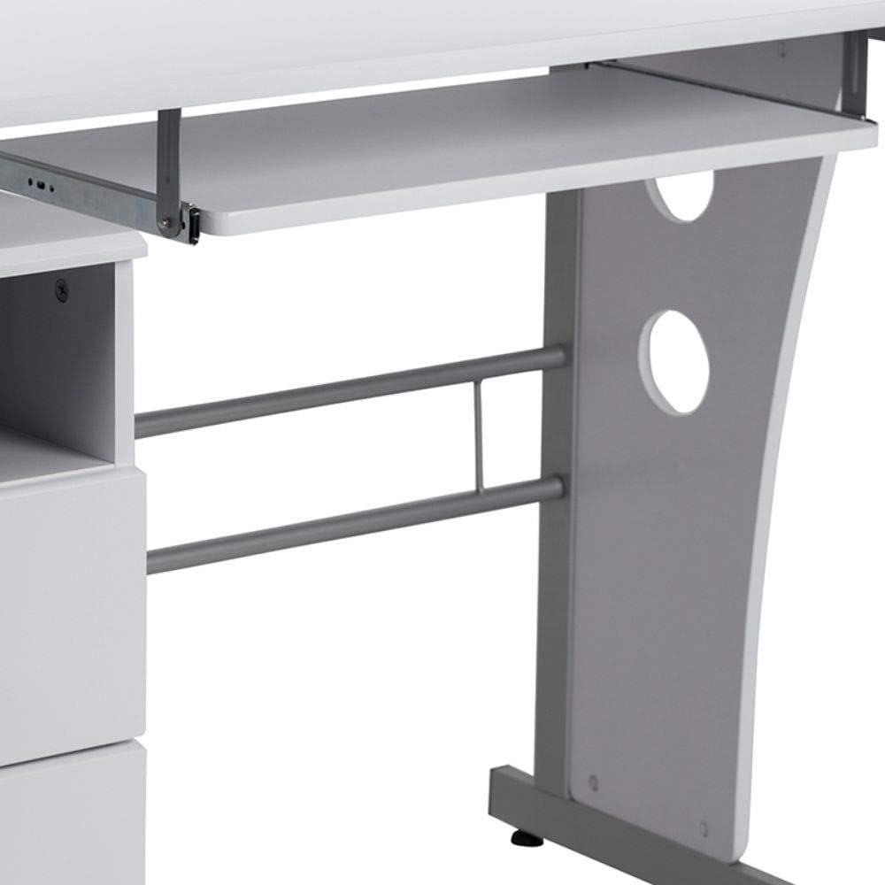 Flash Furniture Computer Desk with Three Drawer Single Pedestal and Pull-Out Keyboard Tray