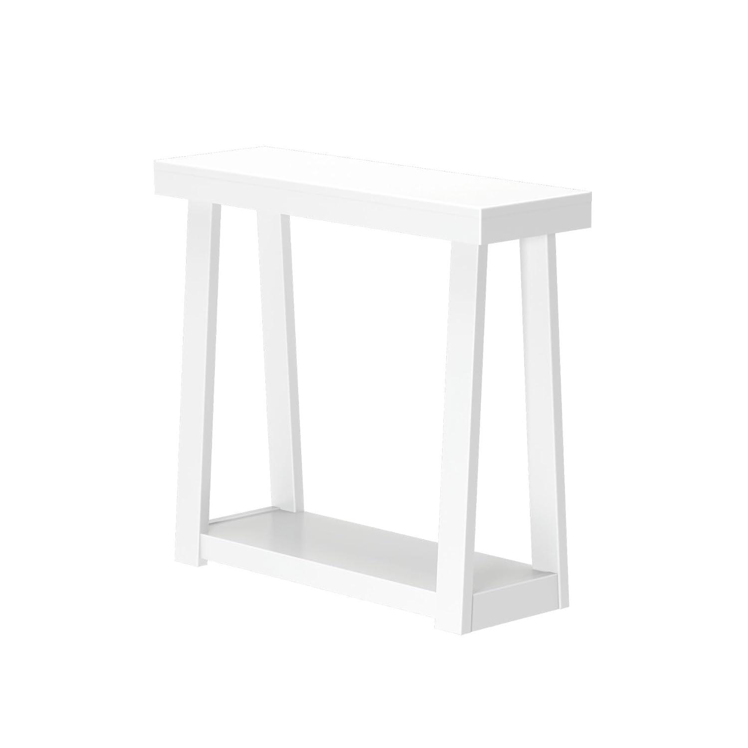 Plank+Beam 46" Solid Wood Console Table with Storage, Sofa Table with Shelf, Narrow Entryway Table for Hallway, White