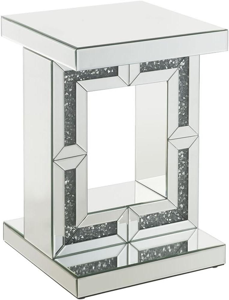 16" Noralie Accent Table Mirrored/Faux Diamonds - Acme Furniture