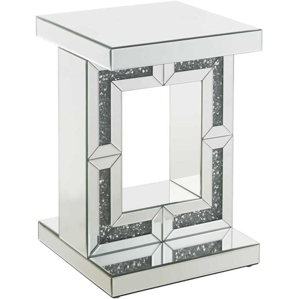 16" Noralie Accent Table Mirrored/Faux Diamonds - Acme Furniture