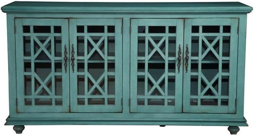 Bowery Hill Traditional Wood TV Stand for TVs up to 63" in Antique Teal Green