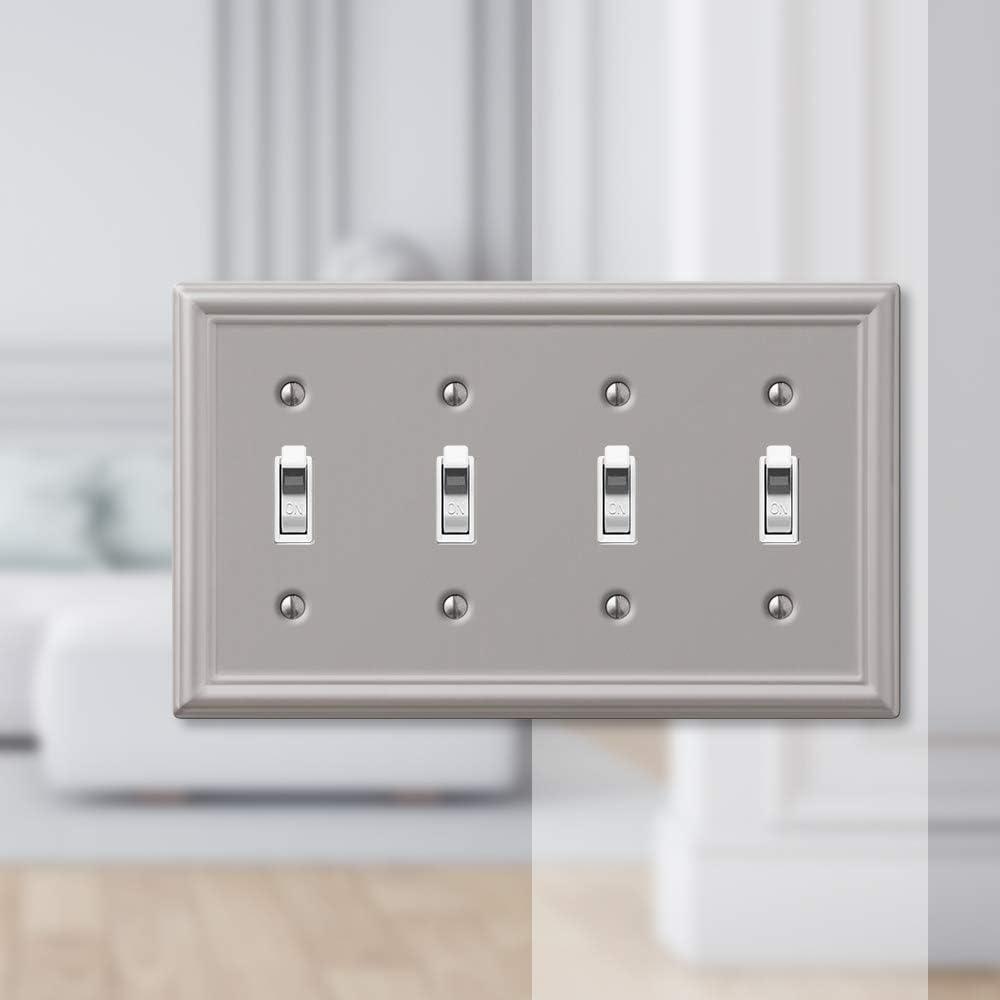 Amerelle 149T4BN Chelsea Wallplate, 4 Toggle, Steel, Brushed Nickel, 1-Pack