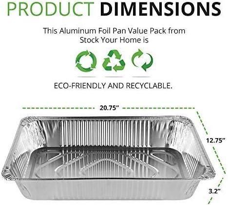 Stock Your Home 21x13" Aluminum Foil Pans (20 Piece Count) - High-Temperature Baking & Serving Trays