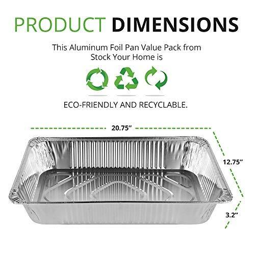Stock Your Home 21x13" Aluminum Foil Pans (20 Piece Count) - High-Temperature Baking & Serving Trays